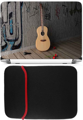 

FineArts Guitar with Rose Laptop Skin with Reversible Laptop Sleeve Combo Set