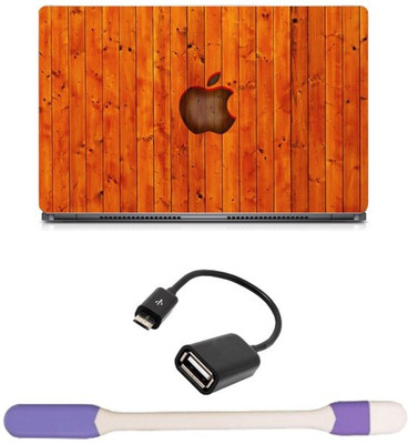 

Skin Yard Wooden Apple Laptop Skin with USB LED Light & OTG Cable - 15.6 Inch Combo Set