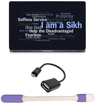 

Skin Yard I am Sikh Laptop Skin with USB LED Light & OTG Cable - 15.6 Inch Combo Set