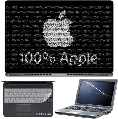 

Skin Yard Black & White Apple Logo in Words Laptop Skin with Screen Protector & Keyboard Skin -15.6 Inch Combo Set