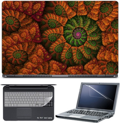 

Skin Yard Green Orange Fractal 3D Abstract Laptop Skin with Screen Protector & Keyboard Skin -15.6 Inch Combo Set