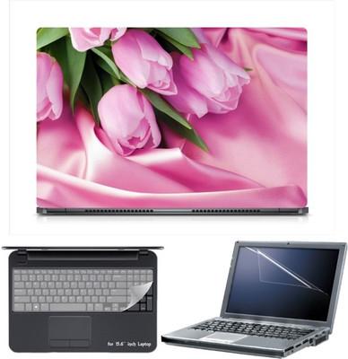 

Skin Yard Sparkle Pink Tulip Bunch Laptop Skin with Screen Protector & Keyboard Skin -15.6 Inch Combo Set