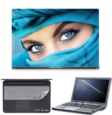 

Skin Yard Sparkle Blue Eyes in Blue Skarf Laptop Skin with Screen Protector & Keyboard Skin -15.6 Inch Combo Set
