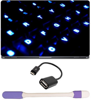 

Skin Yard Dark Blue Close Keyboard Laptop Skin with USB LED Light & OTG Cable - 15.6 Inch Combo Set