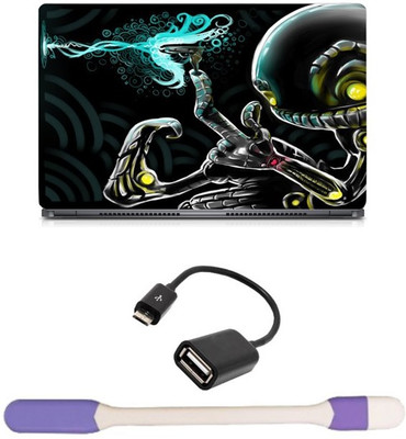 

Skin Yard Robotic Graphics Laptop Skin -14.1 Inch with USB LED Light & OTG Cable (Assorted) Combo Set