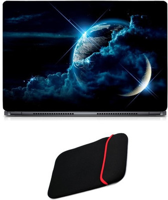 

Skin Yard Earth Clouds Light With Moon & Star Laptop Skin/Decal with Reversible Laptop Sleeve - 15.6 Inch Combo Set