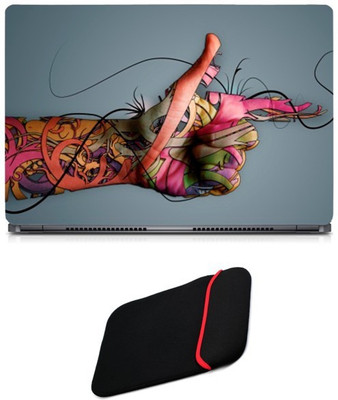 

Skin Yard Creative Hand Abstract Sparkle Laptop Skin/Decal with Reversible Laptop Sleeve - 14.1 Inch Combo Set