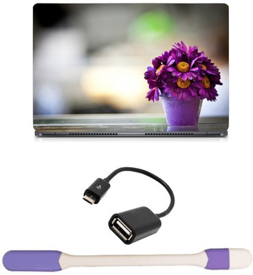 

Skin Yard Spring Flower Pot Sparkle Laptop Skin with USB LED Light & OTG Cable - 15.6 Inch Combo Set