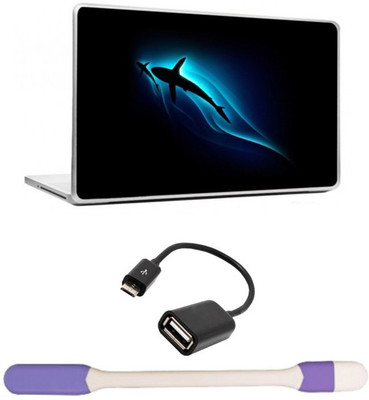 

Skin Yard Shark in Night Time Zoo Laptop Skin -14.1 Inchs with USB LED Light & OTG Cable (Assorted) Combo Set