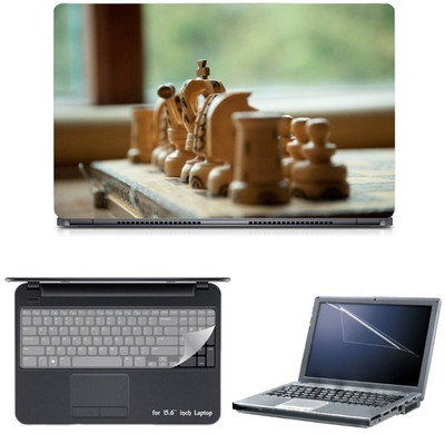 

Skin Yard Wooden Chess Pawns Sparkle Laptop Skin with Screen Protector & Keyguard -15.6 Inch Combo Set