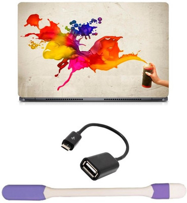 

Skin Yard Paint Spray Abstract Laptop Skin -14.1 Inch with USB LED Light & OTG Cable (Assorted) Combo Set