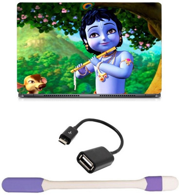 

Skin Yard Animated Little Krishna Sparkle Laptop Skin with USB LED Light & OTG Cable - 15.6 Inch Combo Set