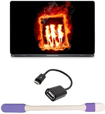 

Skin Yard Dancing Girl Fire Frame Laptop Skin with USB LED Light & OTG Cable - 15.6 Inch Combo Set