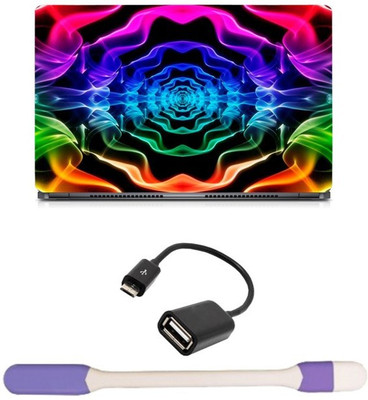 

Skin Yard Colourful Ribbon Smoke Abstract Laptop Skin -14.1 Inch with USB LED Light & OTG Cable (Assorted) Combo Set