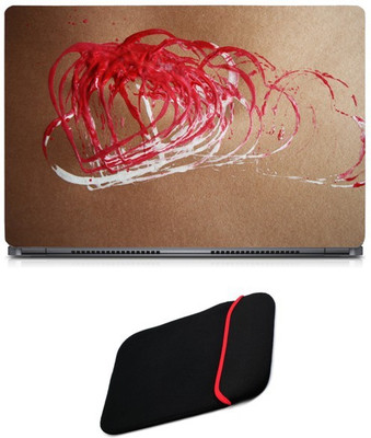 

Skin Yard White Red Heart Abstract Sparkle Laptop Skin/Decal with Reversible Laptop Sleeve - 15.6 Inch Combo Set