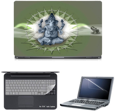 

Skin Yard Spiritual Lord Ganesha Sparkle Laptop Skin with Screen Protector & Keyguard -15.6 Inch Combo Set