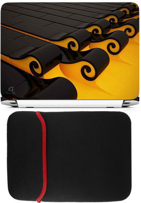 

FineArts Musical Swilrl Laptop Skin with Reversible Laptop Sleeve Combo Set