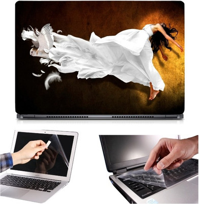 

Skin Yard 3in1 Combo- White Feather Girl Laptop Skin with Screen Protector & Keyguard -15.6 Inch Combo Set