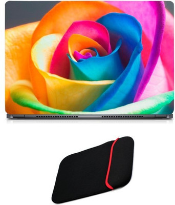 

Skin Yard Colourful Flower Petals Laptop Skin/Decal with Reversible Laptop Sleeve - 15.6 Inch Combo Set