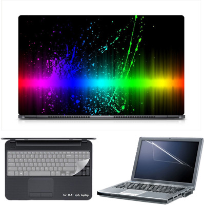 

Skin Yard Bright Rainbow Splash Laptop Skin Decal with Keyguard & Screen Protector -15.6 Inch Combo Set
