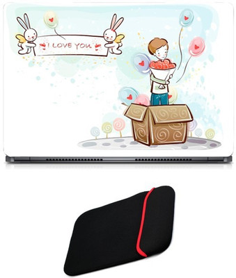 

Skin Yard Cartoon Love Pendant Present Sparkle Laptop Skin/Decal with Reversible Laptop Sleeve - 14.1 Inch Combo Set