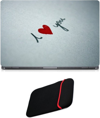

Skin Yard I Love You Red Heart Sparkle Laptop Skin/Decal with Reversible Laptop Sleeve - 15.6 Inch Combo Set
