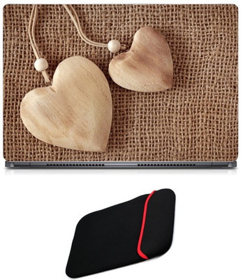 

Skin Yard Wooden Heart Laptop Skin/Decal with Reversible Laptop Sleeve - 14.1 Inch Combo Set