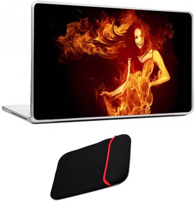 

Skin Yard Fire Girl Laptop Skin/Decals with Reversible Laptop Sleeve - 14.1 Inch Combo Set
