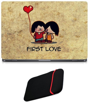Skin Yard First Love Laptop Skin/Decal with Reversible Laptop Sleeve - 15.6 Inch Combo Set