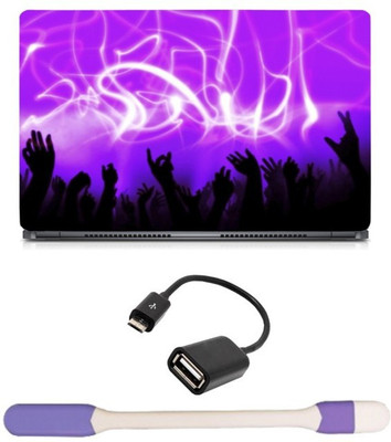 

Skin Yard Pink Party Electro House Laptop Skin with USB LED Light & OTG Cable - 15.6 Inch Combo Set
