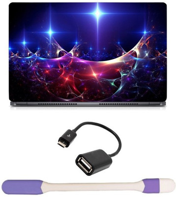 

Skin Yard Cool Blue Light Abstract Laptop Skin -14.1 Inch with USB LED Light & OTG Cable (Assorted) Combo Set