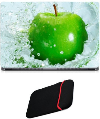 

Skin Yard Green Apple in Water Sparkle Laptop Skin/Decal with Reversible Laptop Sleeve - 14.1 Inch Combo Set