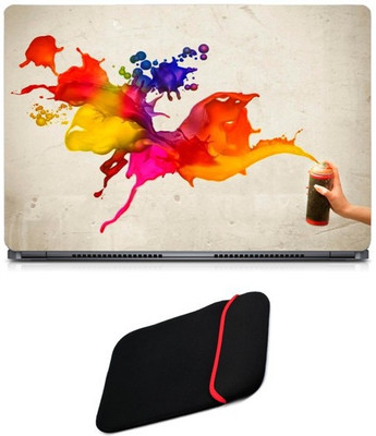 

Skin Yard Paint Spray Abstract Laptop Skin/Decal with Reversible Laptop Sleeve - 14.1 Inch Combo Set
