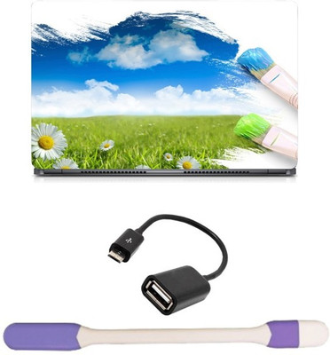 

Skin Yard Nature Paint Laptop Skin with USB LED Light & OTG Cable - 15.6 Inch Combo Set