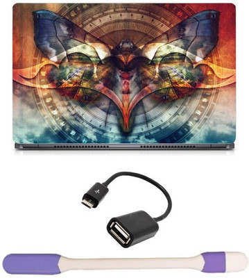 

Skin Yard Stylized Moth Laptop Skin with USB LED Light & OTG Cable - 15.6 Inch Combo Set