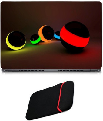 

Skin Yard Colour Sphere Neon Lights Laptop Skin/Decal with Reversible Laptop Sleeve - 14.1 Inch Combo Set