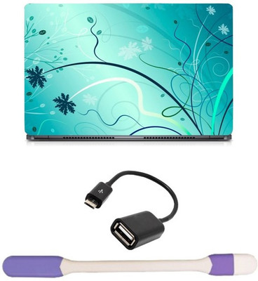 

Skin Yard Ice Flower Abstract Laptop Skin with USB LED Light & OTG Cable - 15.6 Inch Combo Set