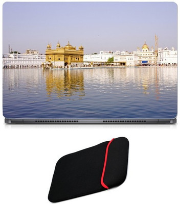

Skin Yard Golden Temple Full View Laptop Skin/Decal with Reversible Laptop Sleeve - 14.1 Inch Combo Set