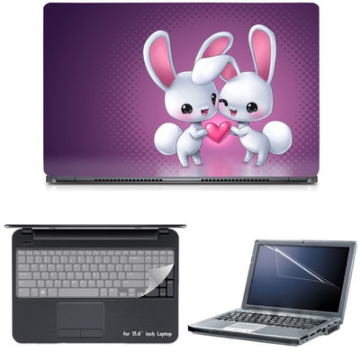 

Skin Yard Cute Anime Rabbit Love Couple Sparkle Laptop Skin with Screen Protector & Keyguard -15.6 Inch Combo Set