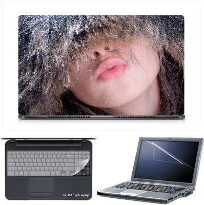 

Skin Yard Cold Girl Lips Laptop Skin Decal with Keyguard & Screen Protector -15.6 Inch Combo Set