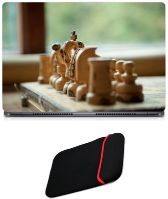 

Skin Yard Wooden Chess Pawns Sparkle Laptop Skin/Decal with Reversible Laptop Sleeve - 14.1 Inch Combo Set