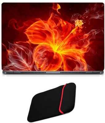 

Skin Yard Fire Flower Petals Laptop Skin/Decal with Reversible Laptop Sleeve - 15.6 Inch Combo Set