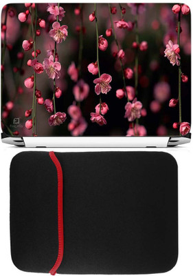 

FineArts Pink Flowers Laptop Skin with Reversible Laptop Sleeve Combo Set
