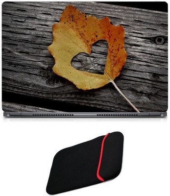 

Skin Yard Heart in Leaf Laptop Skin/Decal with Reversible Laptop Sleeve - 14.1 Inch Combo Set