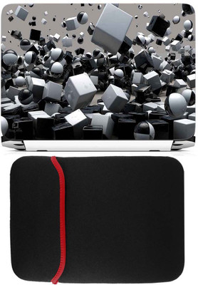 

FineArts 3D Cubes White & Black Laptop Skin with Reversible Laptop Sleeve Combo Set