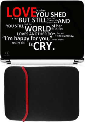 

FineArts Love Red Laptop Skin with Reversible Laptop Sleeve Combo Set