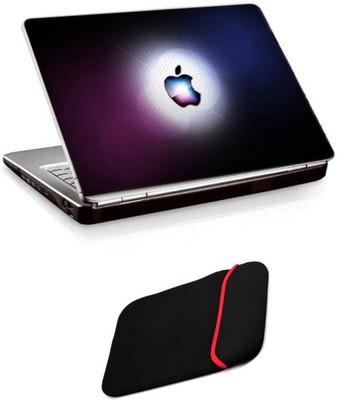 

Skin Yard Apple Logo with Blue Background Laptop Skin/Decal with Reversible Laptop Sleeve - 15.6 Inch Combo Set