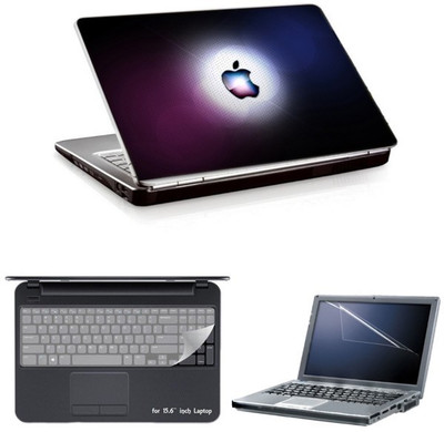 

Skin Yard Apple Logo with Blue Background Laptop Skin With Laptop Screen Guard And Laptop Key Guard -15.6 Inch Combo Set