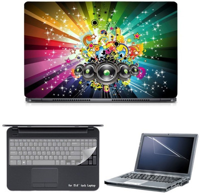 Skin Yard Music Abstract Colourful Background Laptop Skin with Screen Protector & Keyguard -15.6 Inch Combo Set