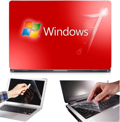 

Skin Yard 3in1 Combo- Windows 7 Red Laptop Skin with Screen Protector & Keyguard -15.6 Inch Combo Set